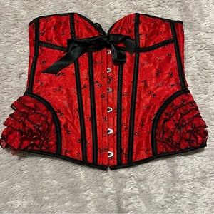 Bedroom stories red and black ruffled bustier